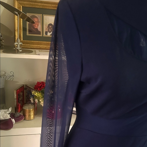 Fashion Nova Navy Blue Long Sleeve Dress with sheer sleeves - Picture 6 of 9